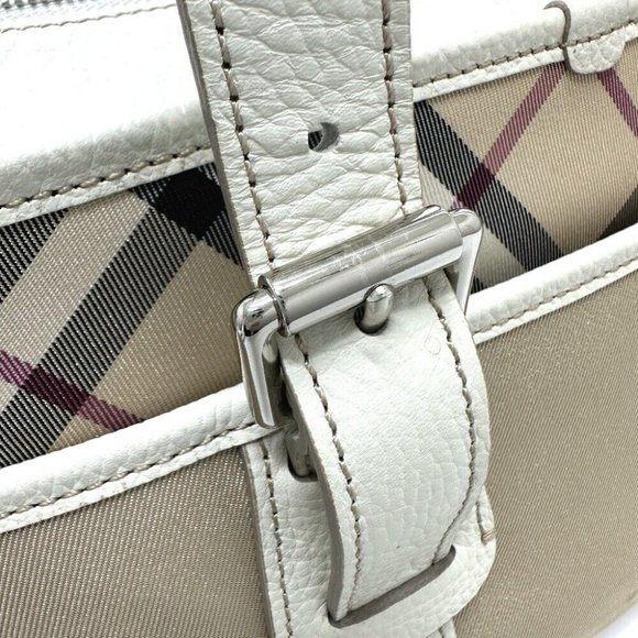 BURBERRY check Mini Duffle Bag Bag Hand Bag Nylon Beige - Picture 8 of 14
